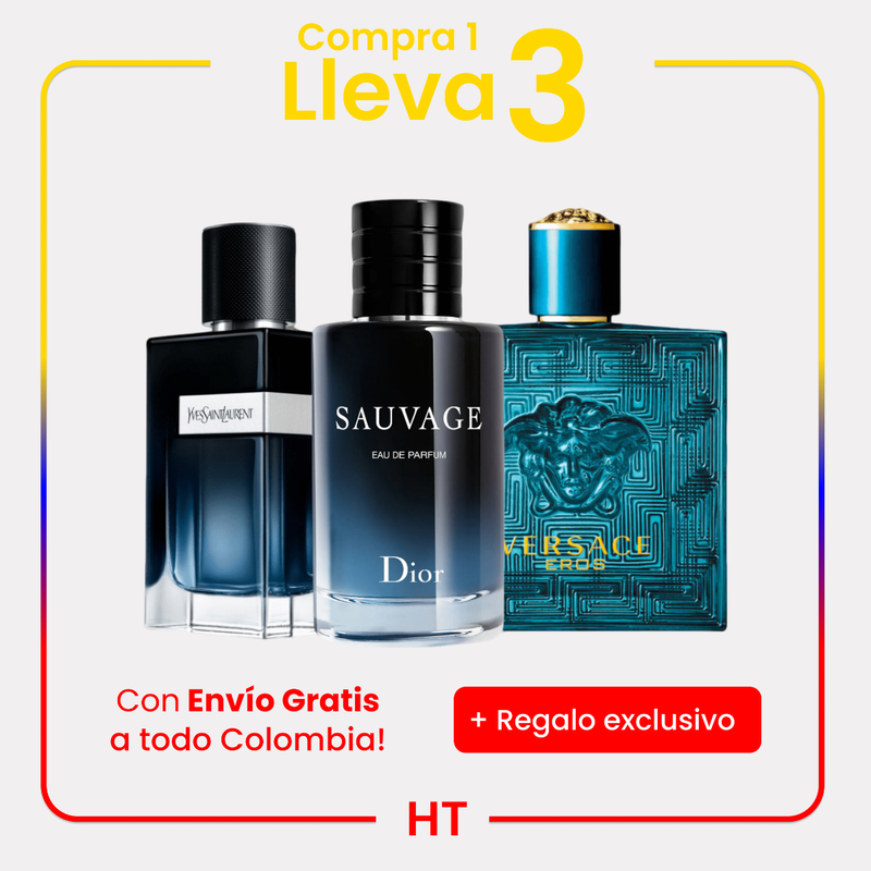 Combo 3 Perfumes Dior SAUVAGE, Yves Saint Laurent Y MEN y Versace EROS