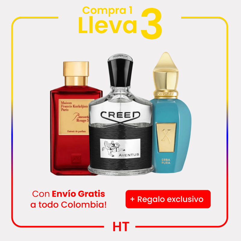 Combo 3 Perfumes Creed Aventus, Baccarat Rouge 540 y Xerjoff Erba Pura