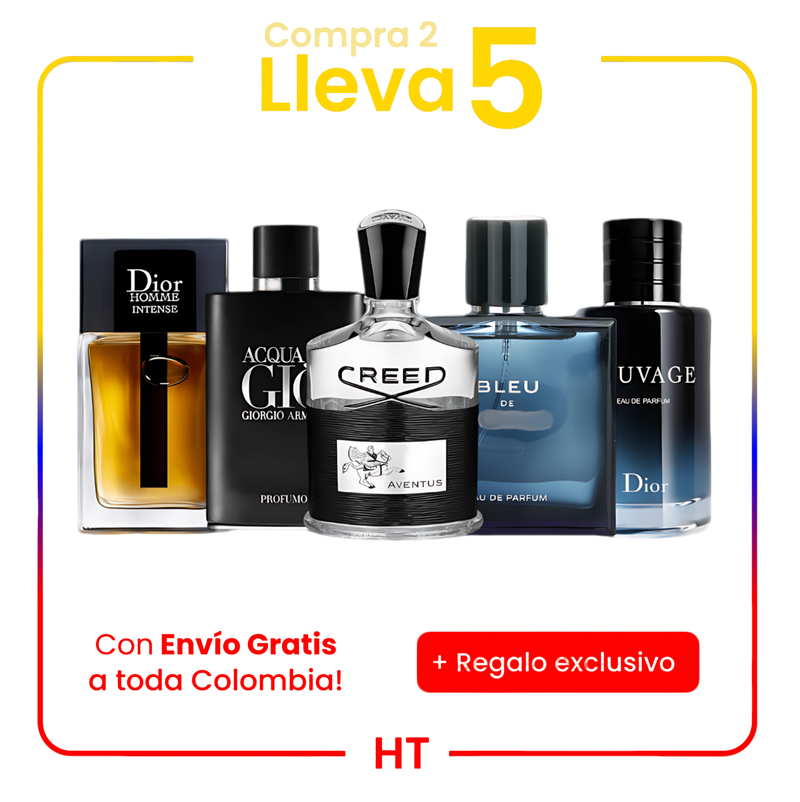 Combo 5 Perfumes Creed, Sauvage, Dior Homme Intense, Acqua de Gió y Bleu