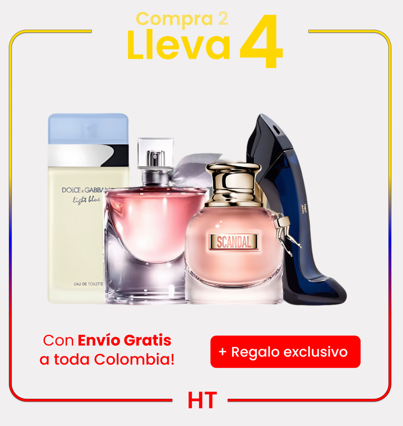 Combo 4 Perfumes Dolce Gabbana Light Blue, Good Girl, Scandal y La Vie